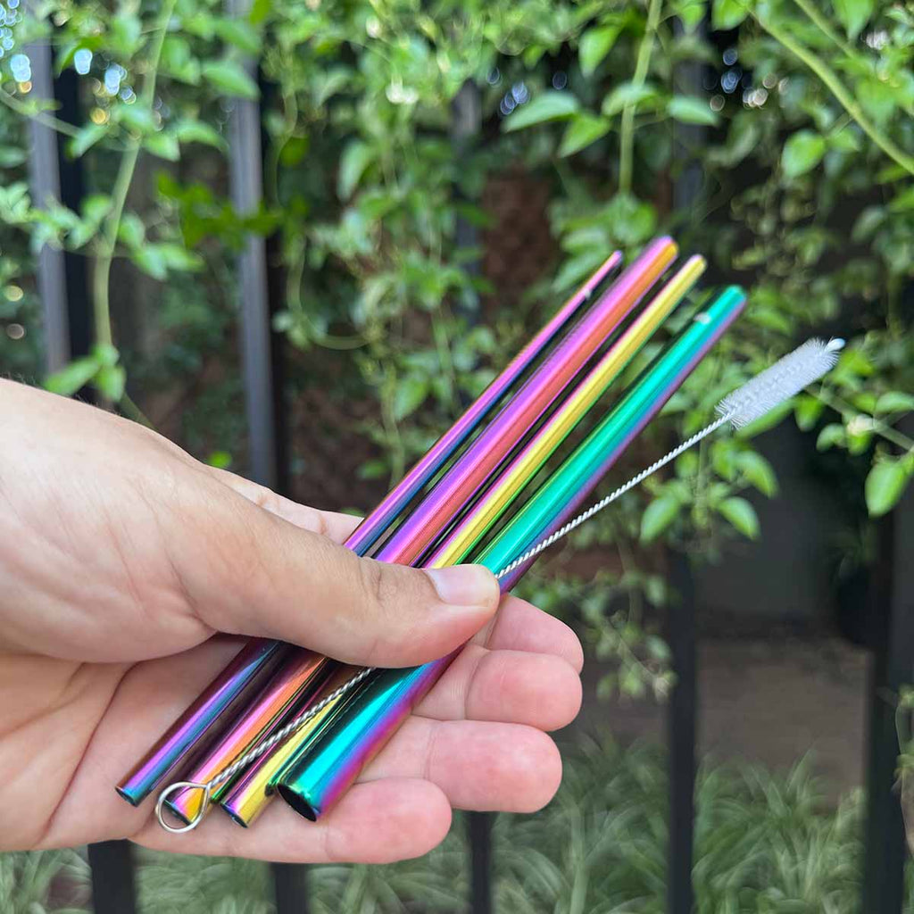 Kit 4 Canudos de Inox Retos:6mm, 8mm, 10mm E 12mm + 1 Escova