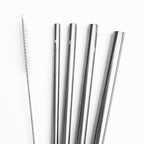 Kit 4 Canudos de Inox Retos:6mm, 8mm, 10mm E 12mm + 1 Escova