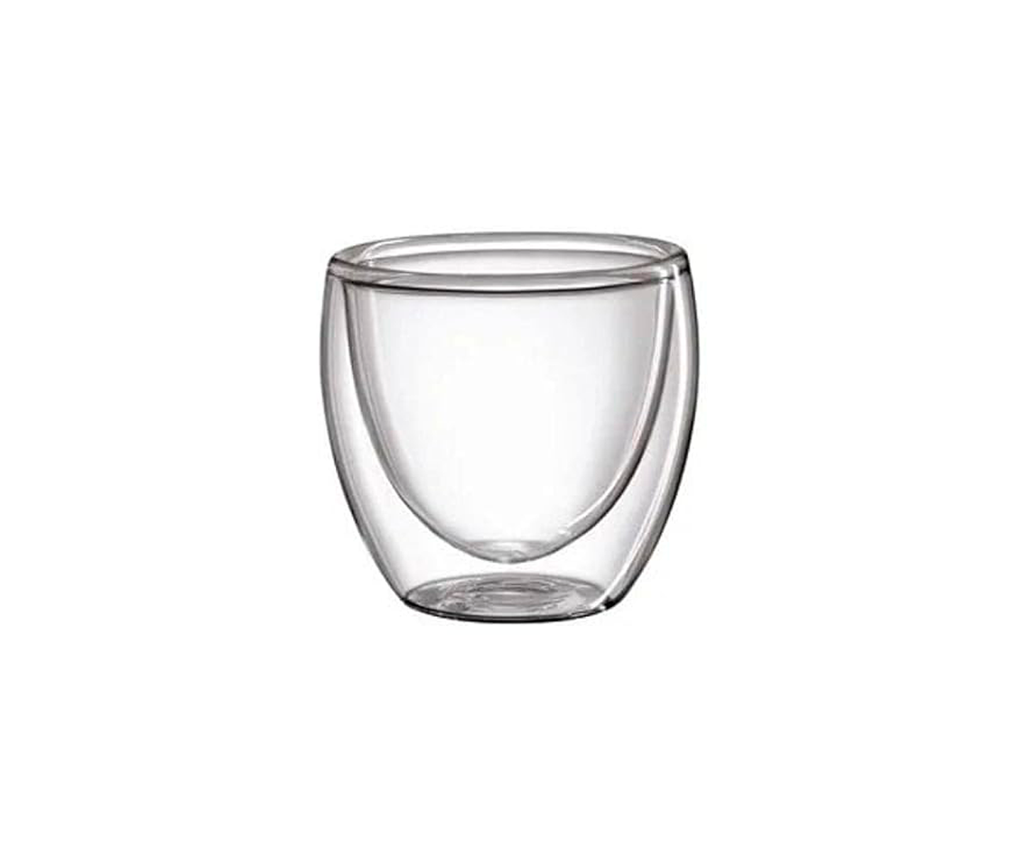 Kit 6 copos café: 3 copos double wall + 3 copos 80ml de inox
