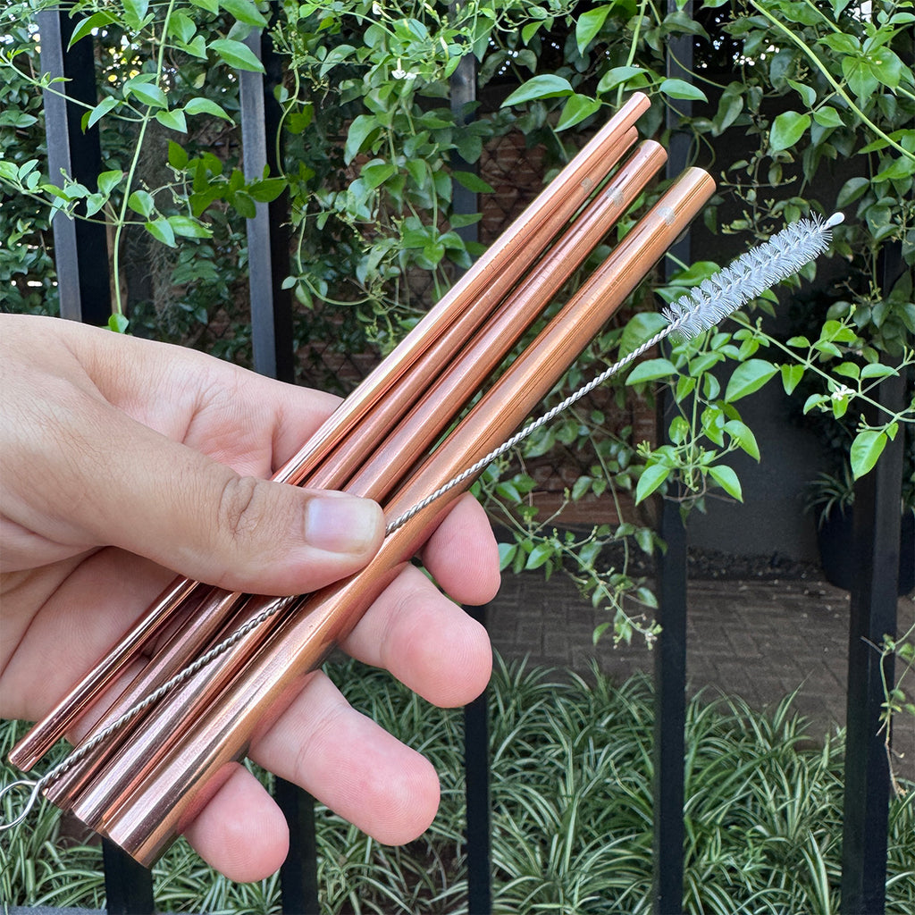 Kit 4 Canudos de Inox Retos:6mm, 8mm, 10mm E 12mm + 1 Escova