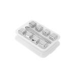 Kit 4 Copos Dupla Parede de Vidro + 8 Cubos de Gelo Inox com Pegador