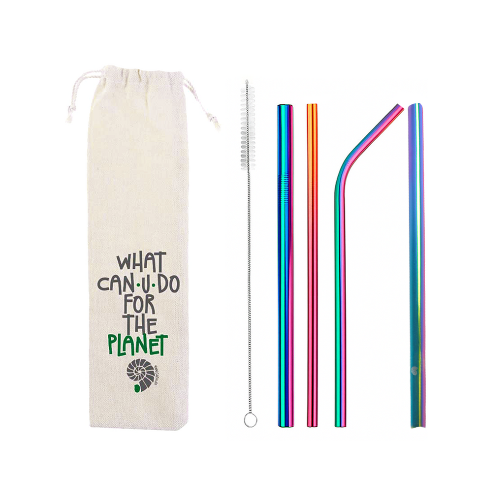 Kit Amizade Colorida (5 em 1) + Canudo Coração Rainbow