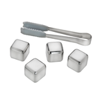 Kit 2 Copos Garrafa de Vidro + 4 Cubos de gelo de Inox com Pegador