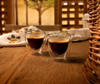 Kit 6 copos café: 3 copos double wall + 3 copos 80ml de inox
