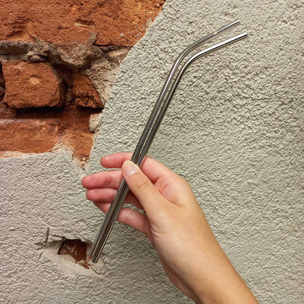 Canudo de Inox Extra Longo Curvo 30cm
