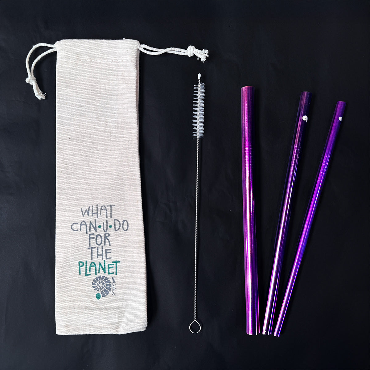 Kit Shake - 3 Canudos shake 8, 10 e 12mm + Escova + Ecobag