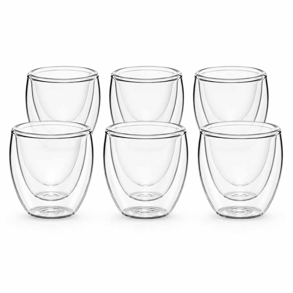 Kit 6 Copos de Vidro Double Wall - 250ml