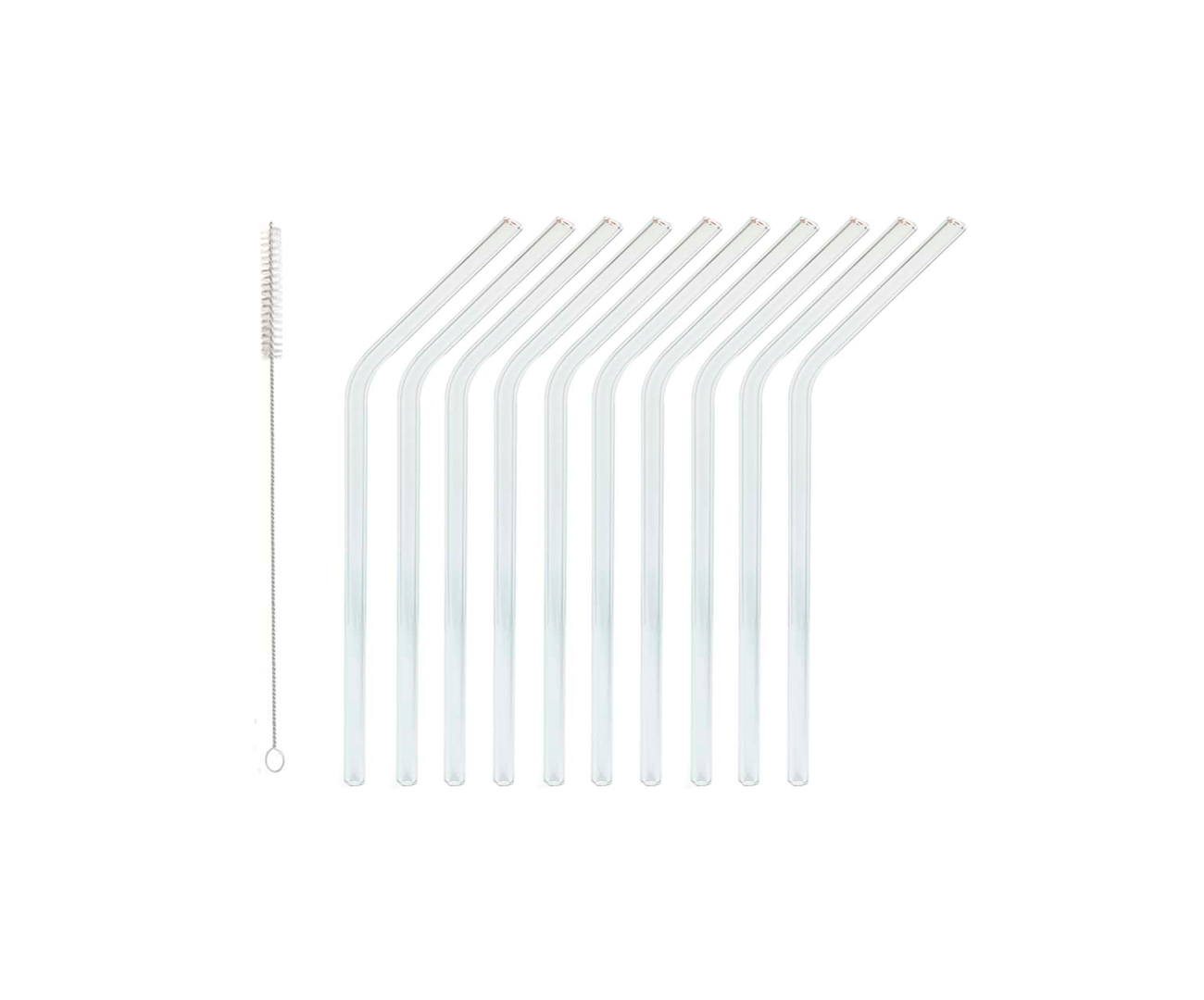 Kit 10 Canudos de Vidro Drink 15cm + Escova de Limpeza