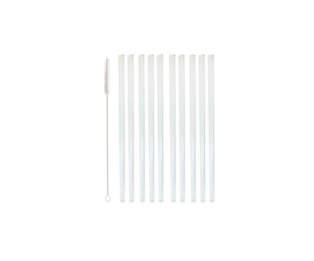 Kit 10 Canudos de Vidro Drink 15cm + Escova de Limpeza