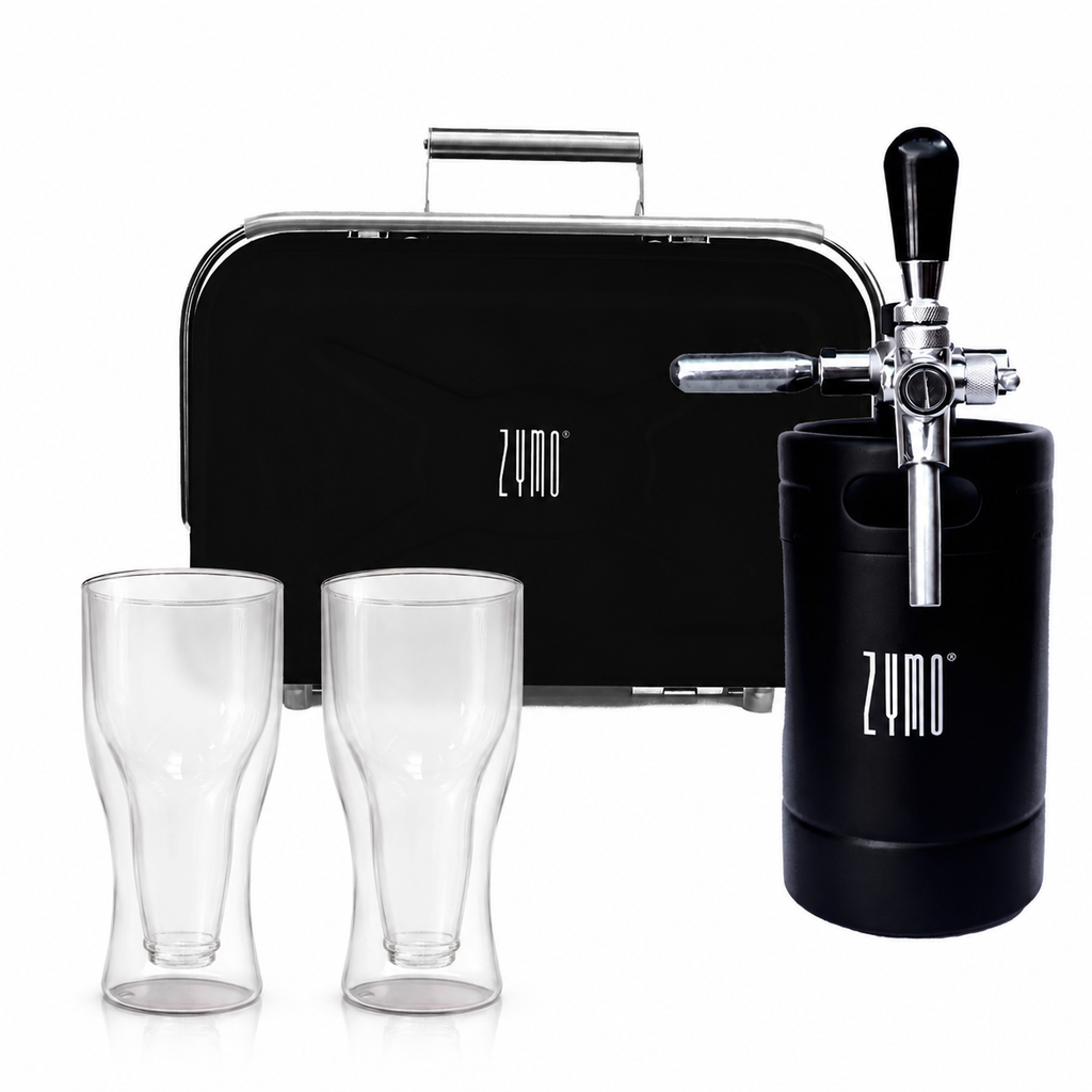 Kit Churrasco: Churrasqueira Portátil + Keg 5L Preta + Copo Tulipa de Vidro Double Wall