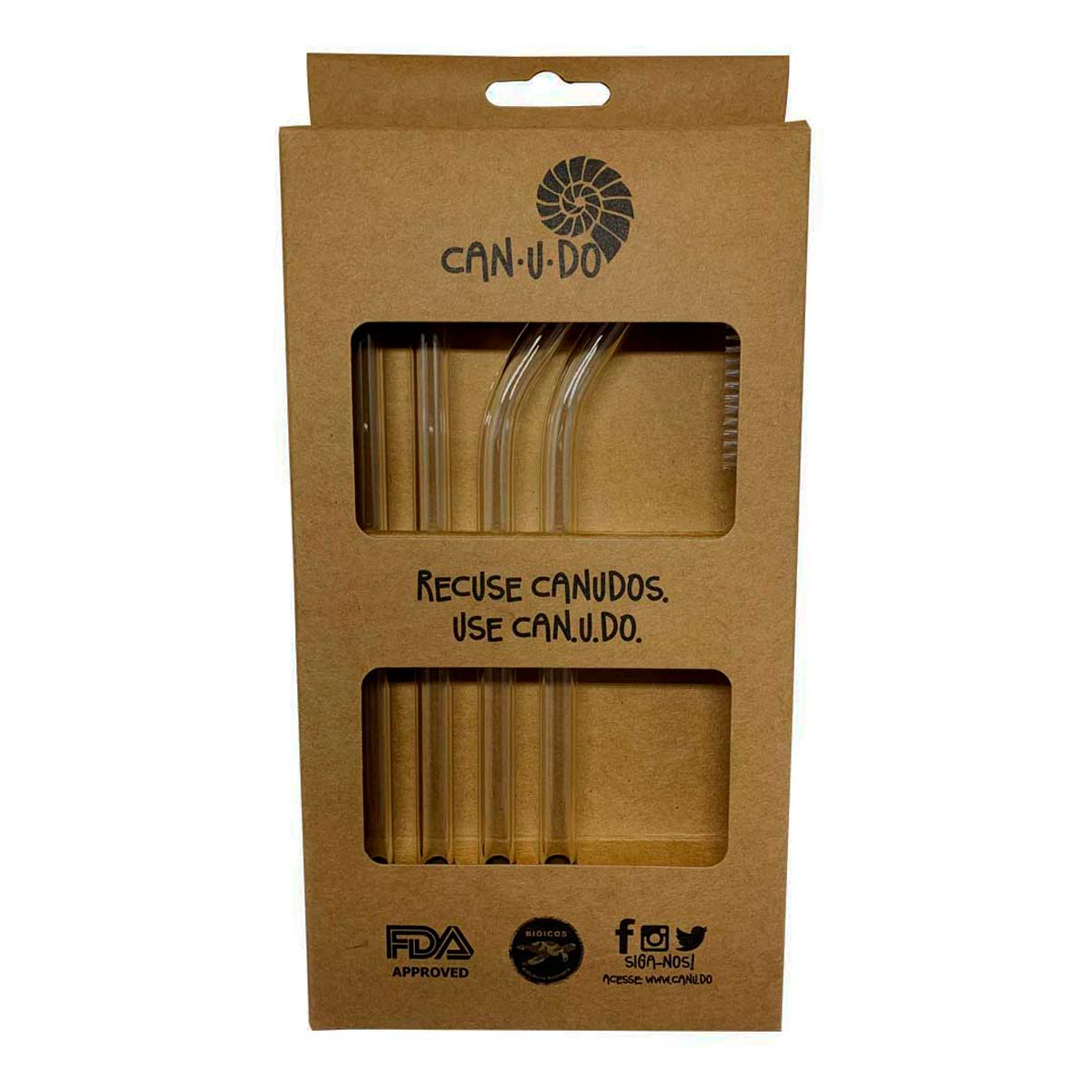 Pac 4 canudos de vidro (12mm) + escova