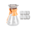 Cafeteira De Vidro Chemex com Filtro de Inox + 6 Copos Double Wall 80ml