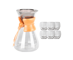 Cafeteira De Vidro Chemex com Filtro de Inox + 6 Copos Double Wall 80ml