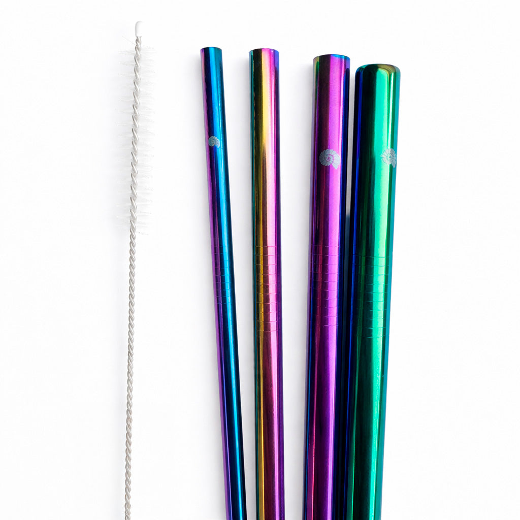Kit 4 Canudos de Inox Retos:6mm, 8mm, 10mm E 12mm + 1 Escova
